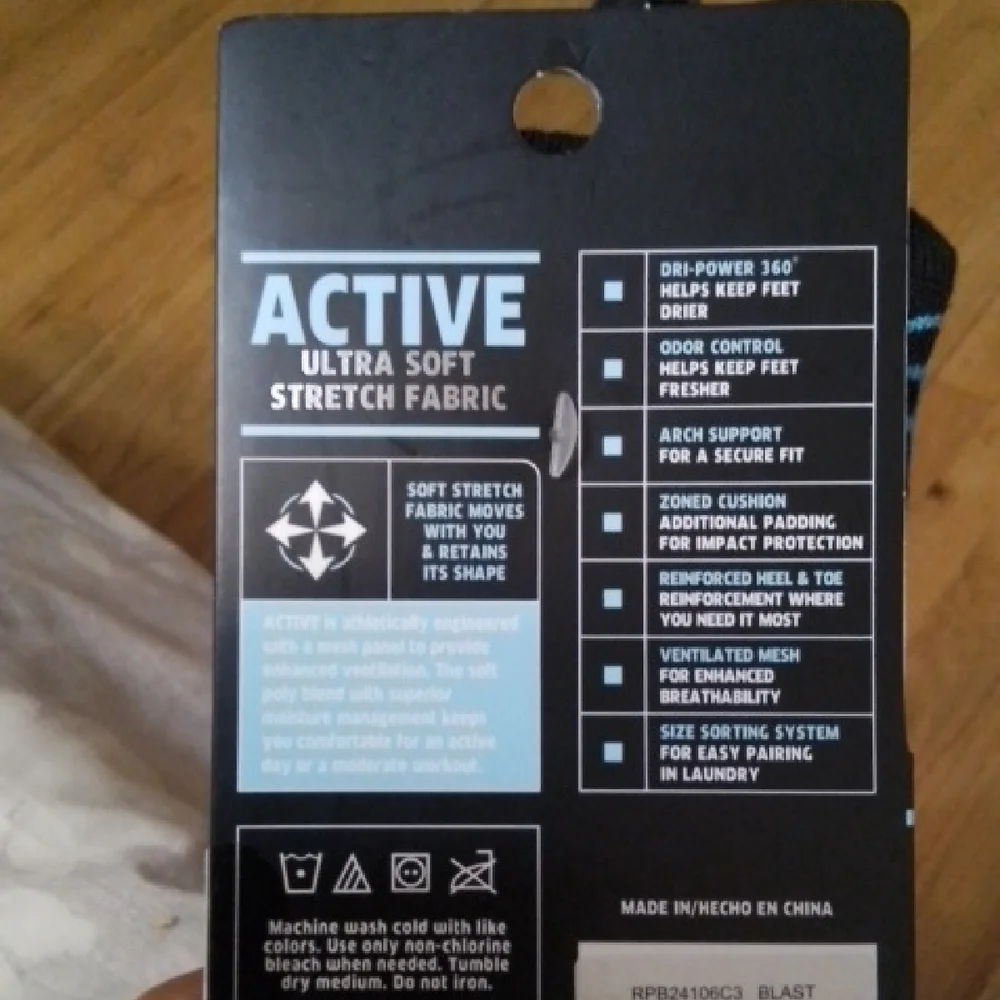 Blue Performance Athletic Socks Moisture-Wicking